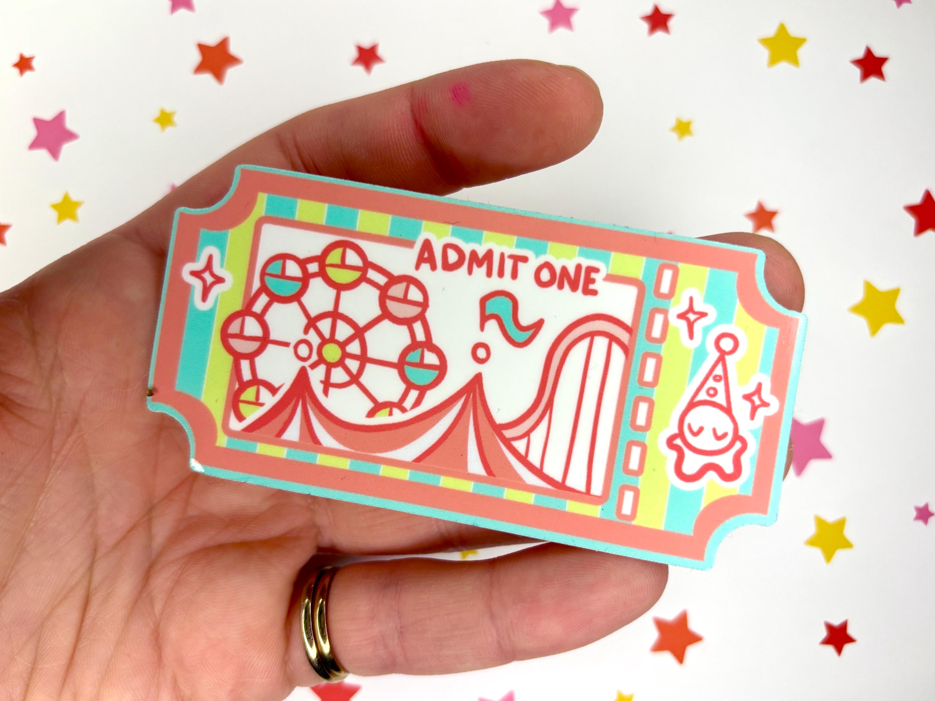 Whimsical Circus Ticket Sticker