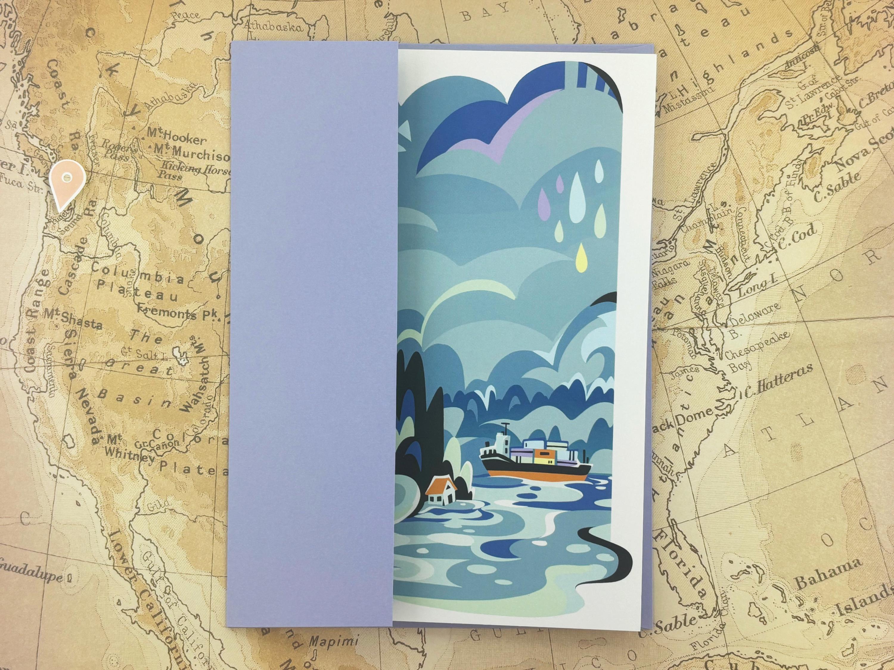 Rainy Seattle Puget Sound Folded Greeting Card