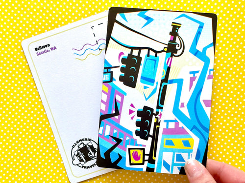 Funky Colorful City Street Postcard Belltown Seattle