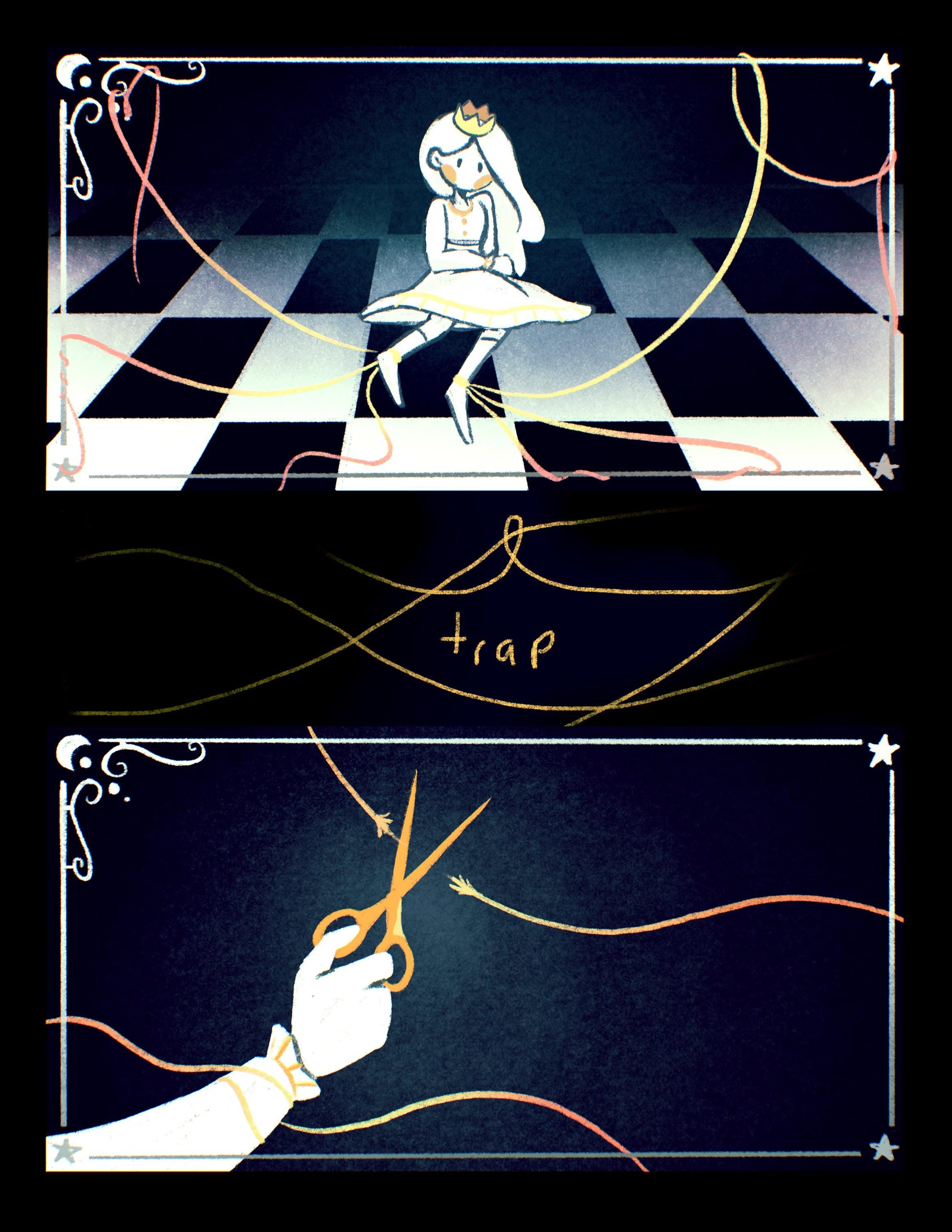 TRAP - 8.5x11 Black and White Marionette Poster