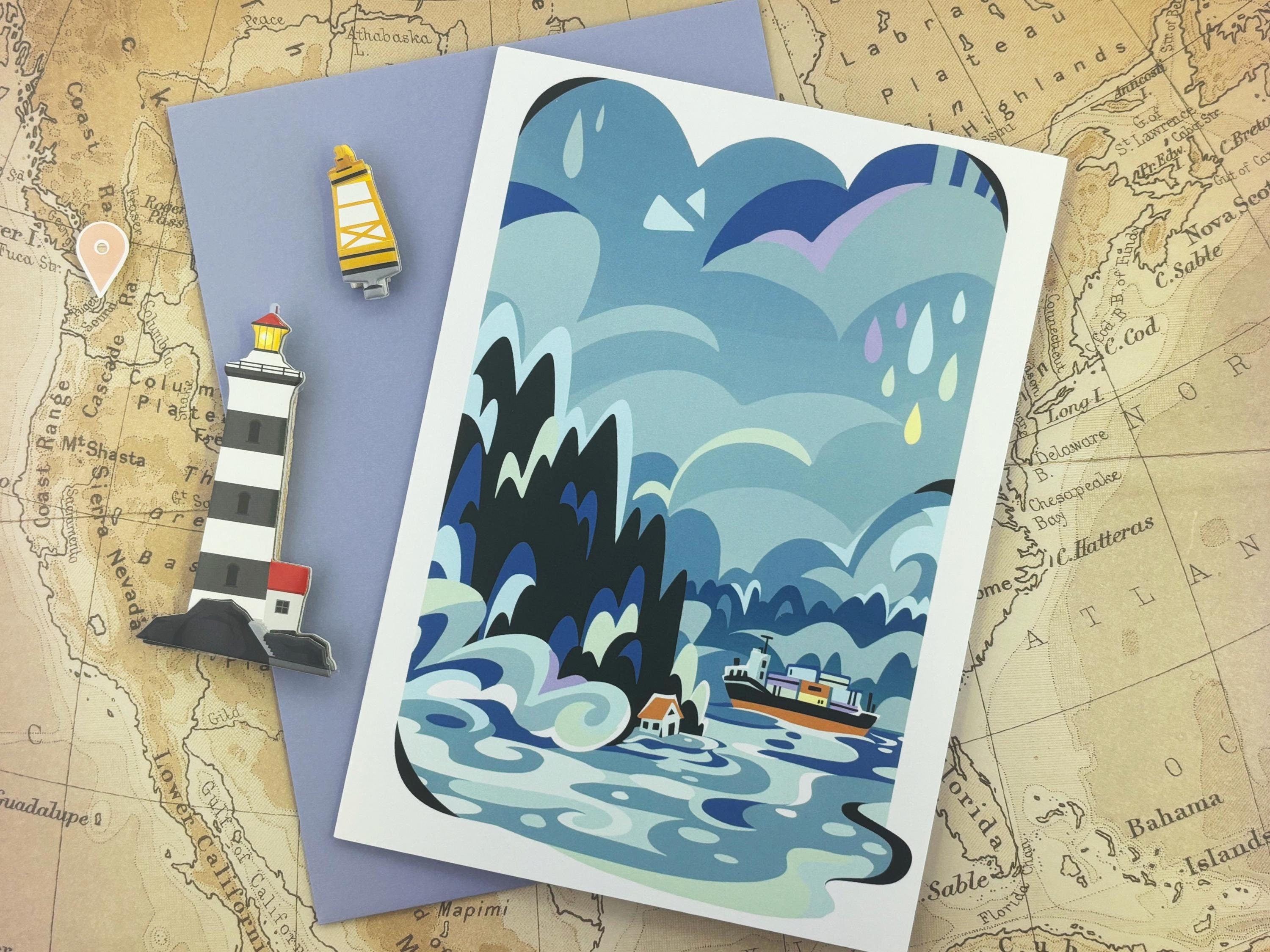 Rainy Seattle Puget Sound Folded Greeting Card