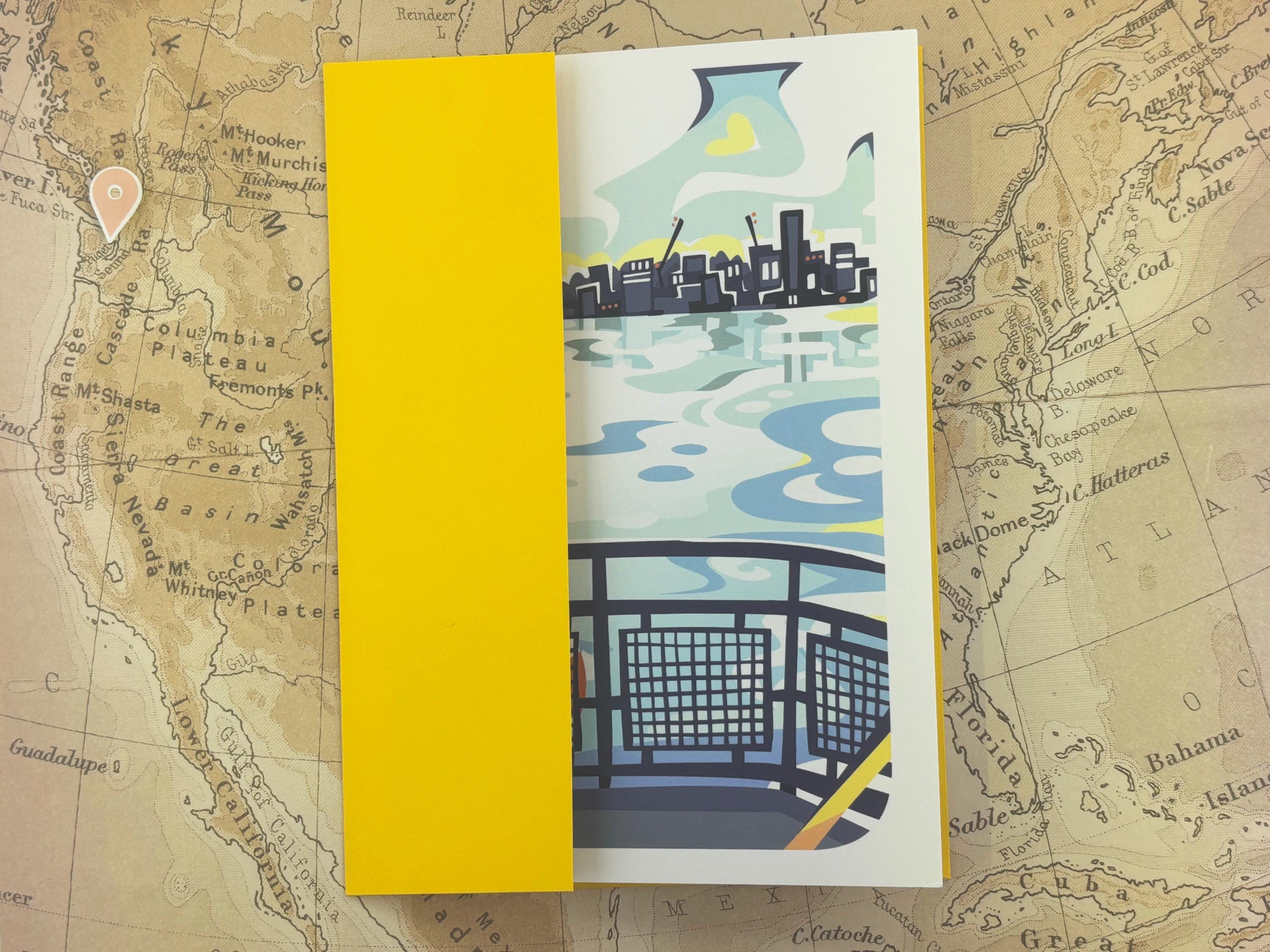 Seattle Skyline to Bainbridge Island Ferry Folded Greeting Card