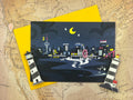 Seattle Skyline at Night Folded Greeting Card