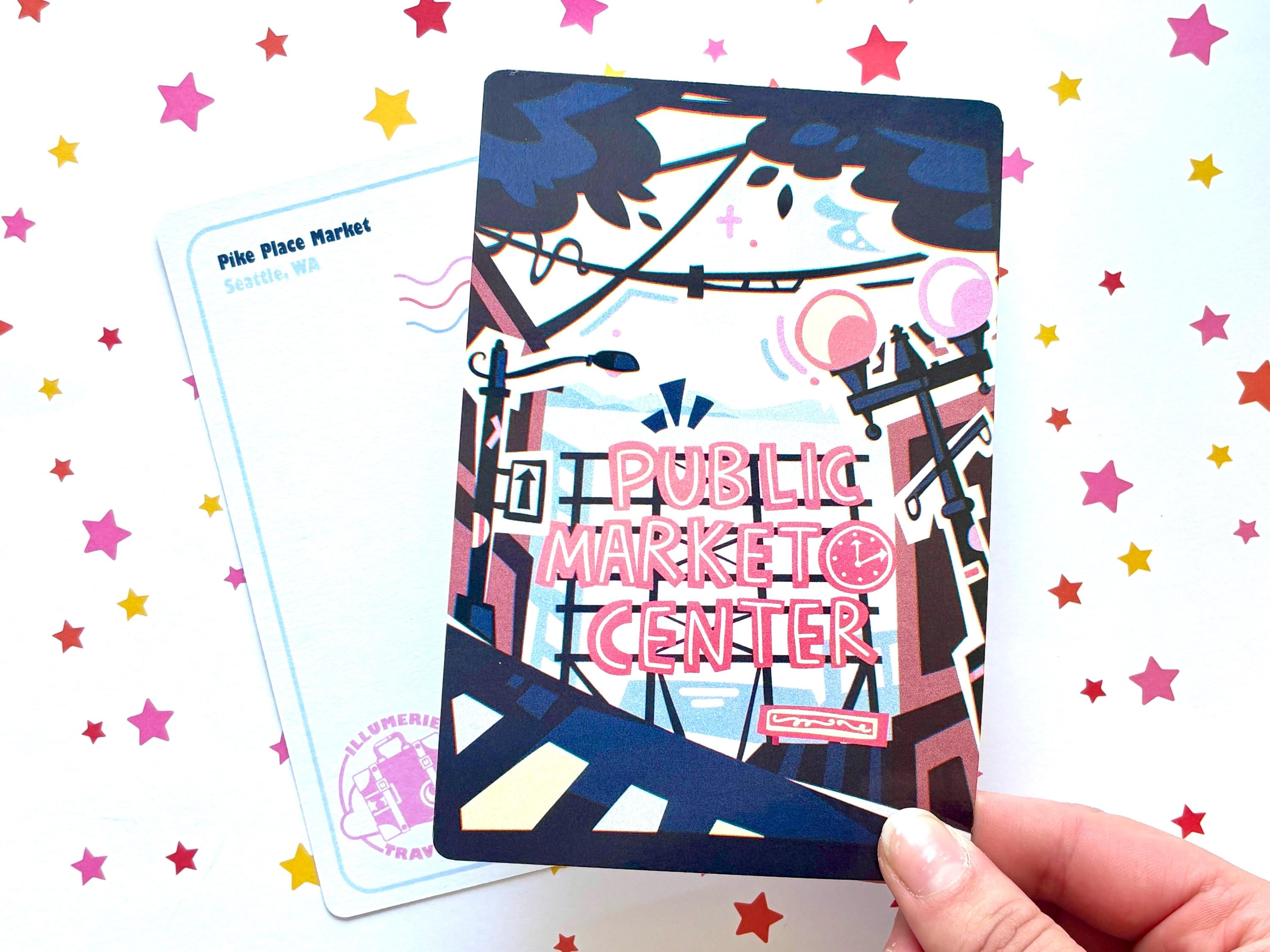 Pike Place Market Postcard Seattle Tourism