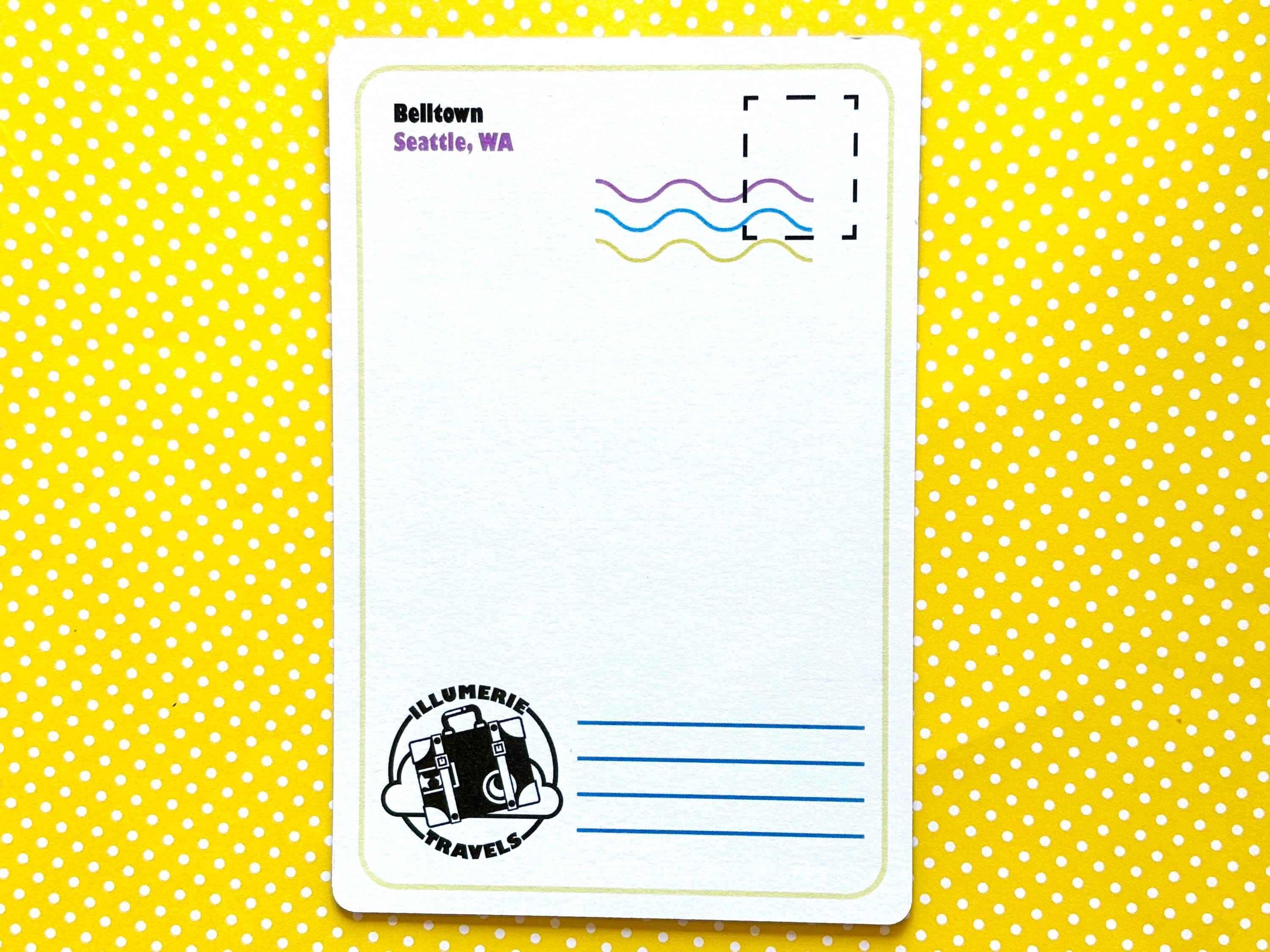 Funky Colorful City Street Postcard Belltown Seattle