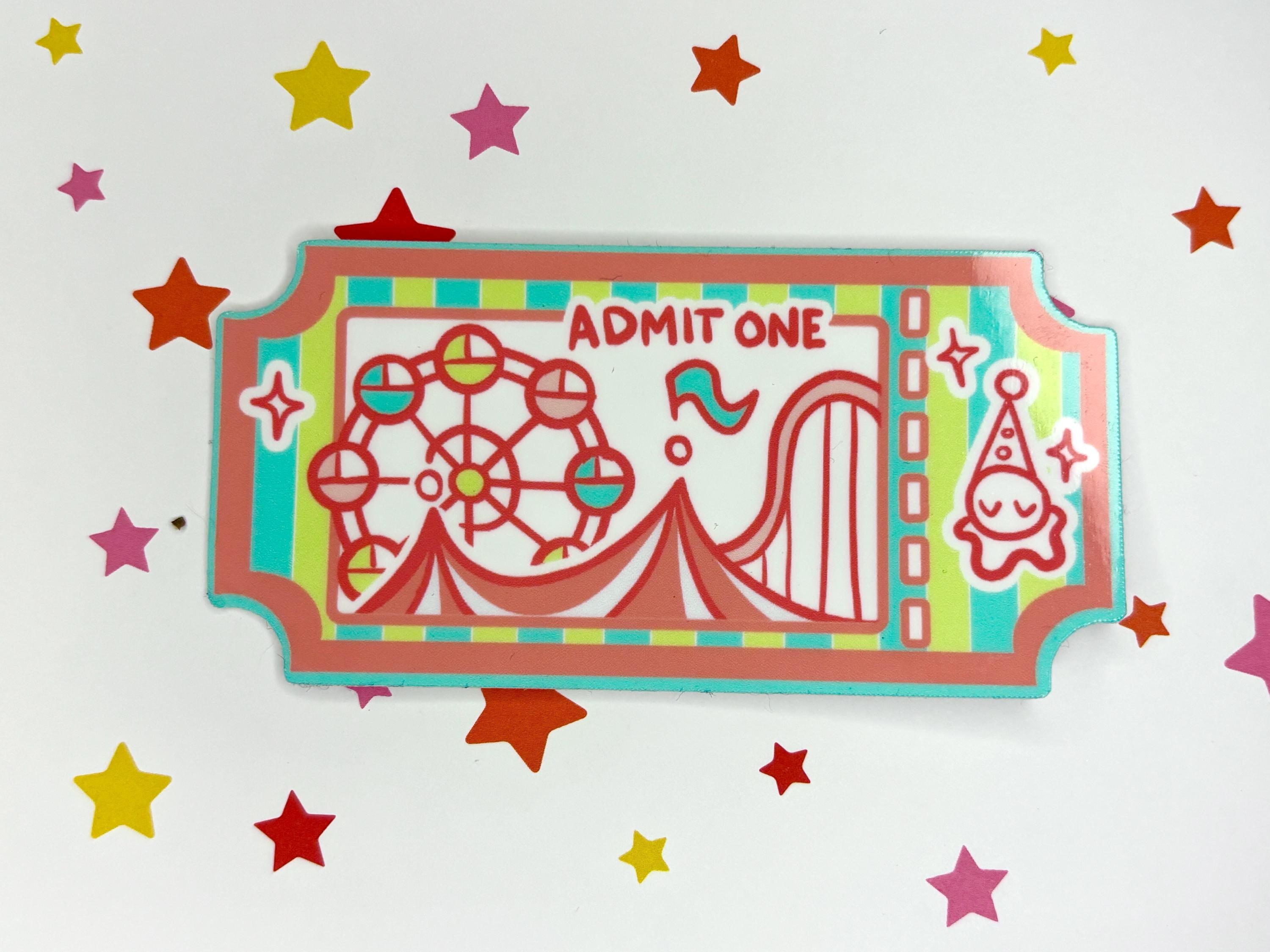 Whimsical Circus Ticket Sticker