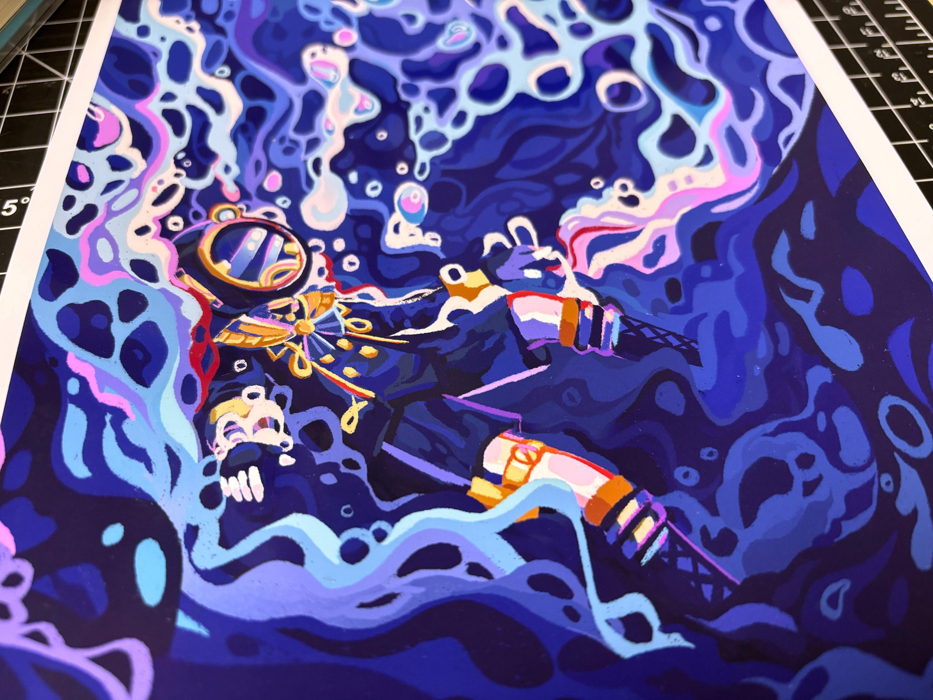 Underwater Ocean Diver Poster, Freminet Print, Genshin Impact