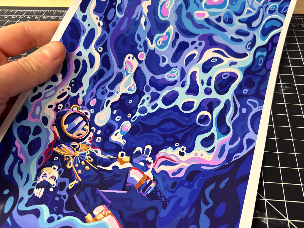 Underwater Ocean Diver Poster, Freminet Print, Genshin Impact