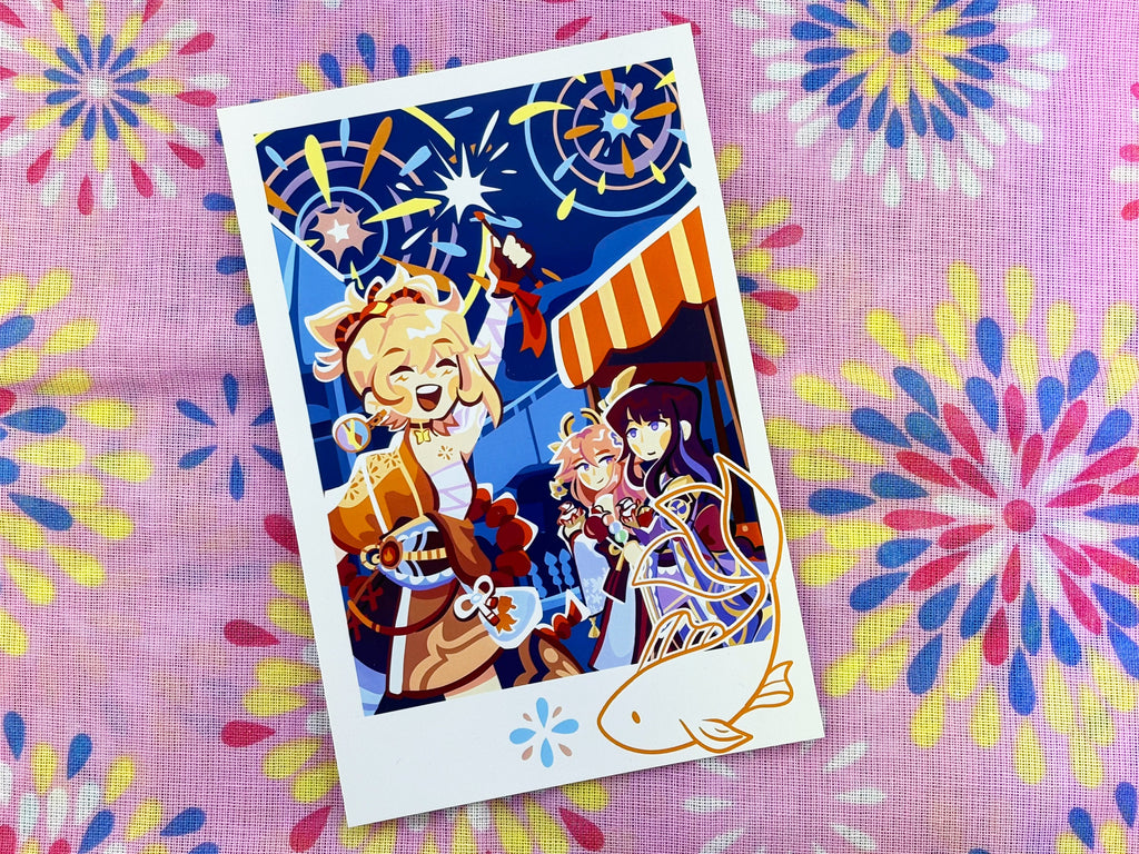 Genshin Impact Yoimiya Postcard - Inazuma Instant Photo - Raiden Shogun Ei Yae Miko