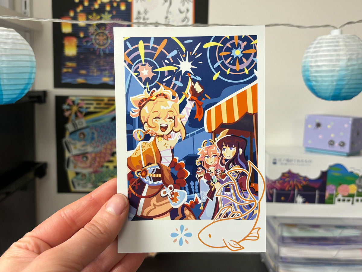 Genshin Impact Yoimiya Postcard - Inazuma Instant Photo - Raiden Shogun Ei Yae Miko