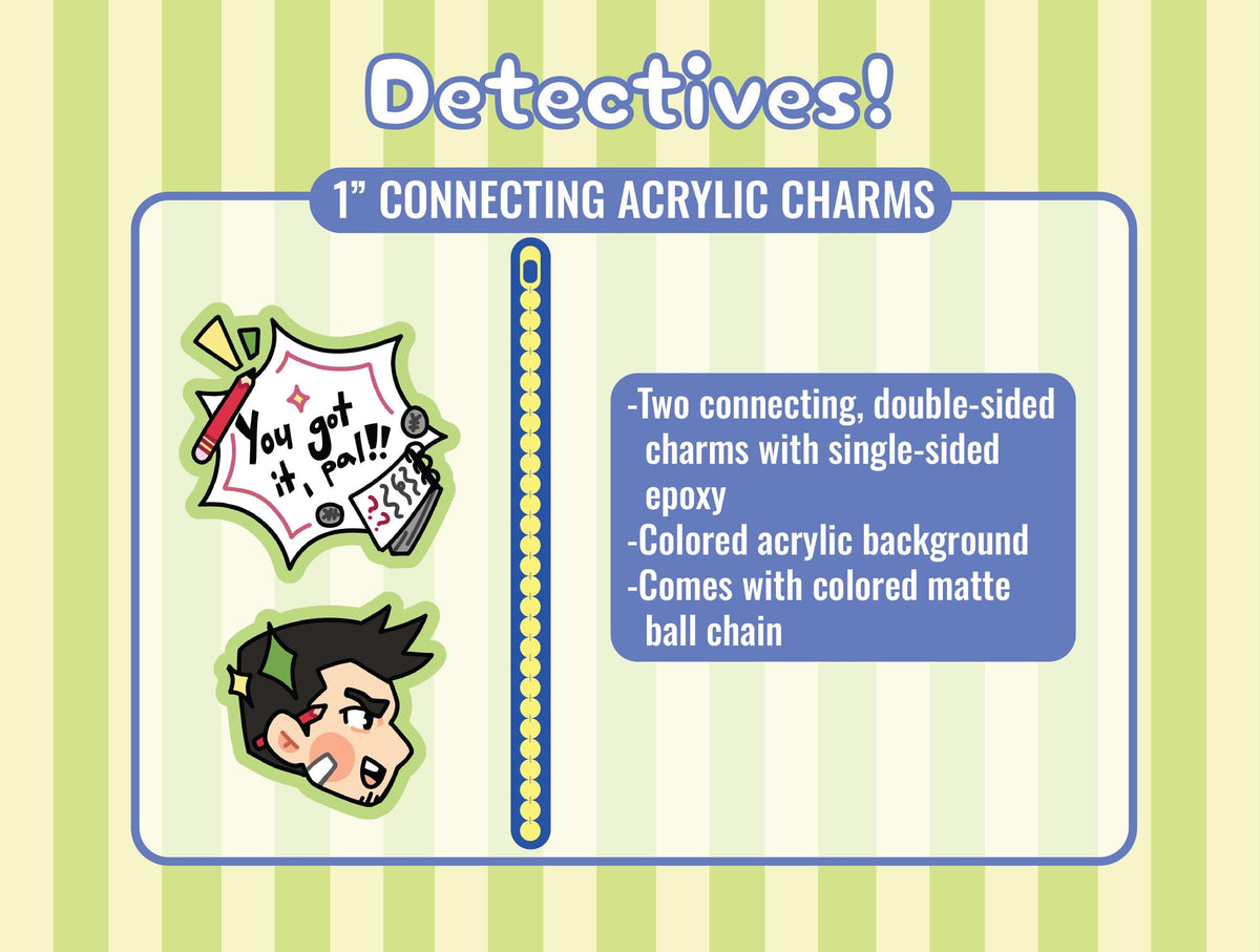 Ace Attorney Detective Gumshoe Ema Skye Bobby Fulbright Acrylic Charm