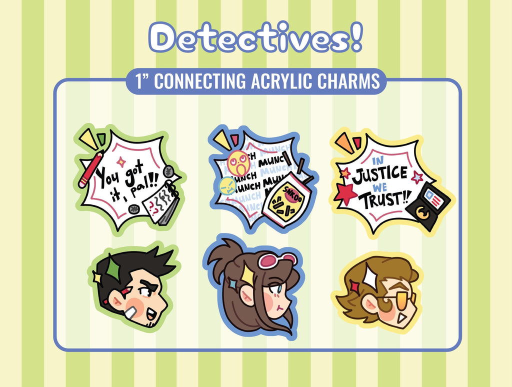 Ace Attorney Detective Gumshoe Ema Skye Bobby Fulbright Acrylic Charm