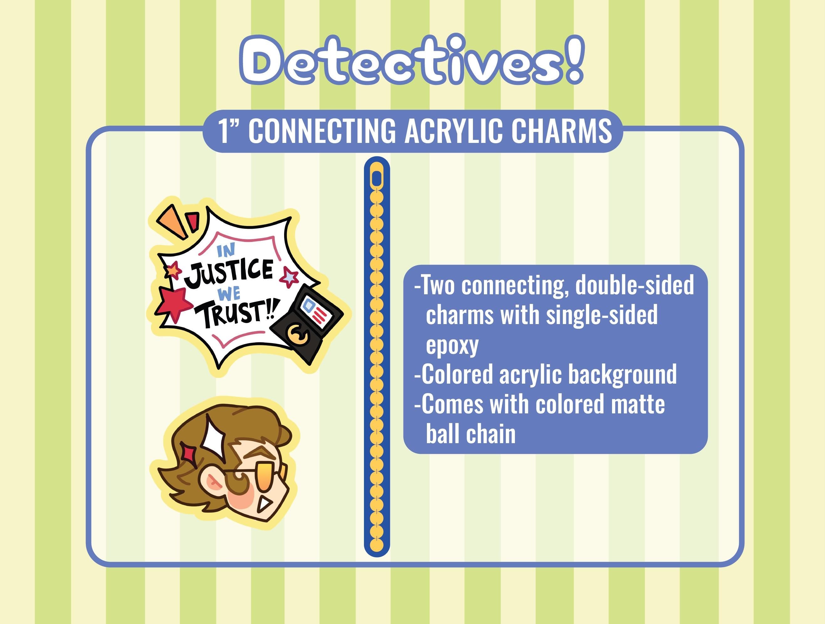Ace Attorney Detective Gumshoe Ema Skye Bobby Fulbright Acrylic Charm