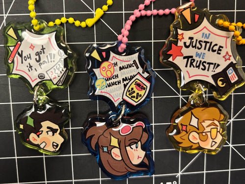 Ace Attorney Detective Gumshoe Ema Skye Bobby Fulbright Acrylic Charm