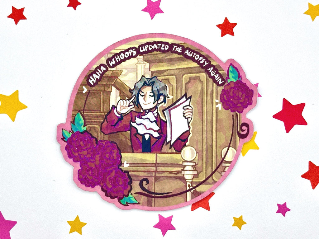 Miles Edgeworth Sticker | Holographic Waterproof Vinyl Sticker | Ace Attorney | Gyakuten Saiban