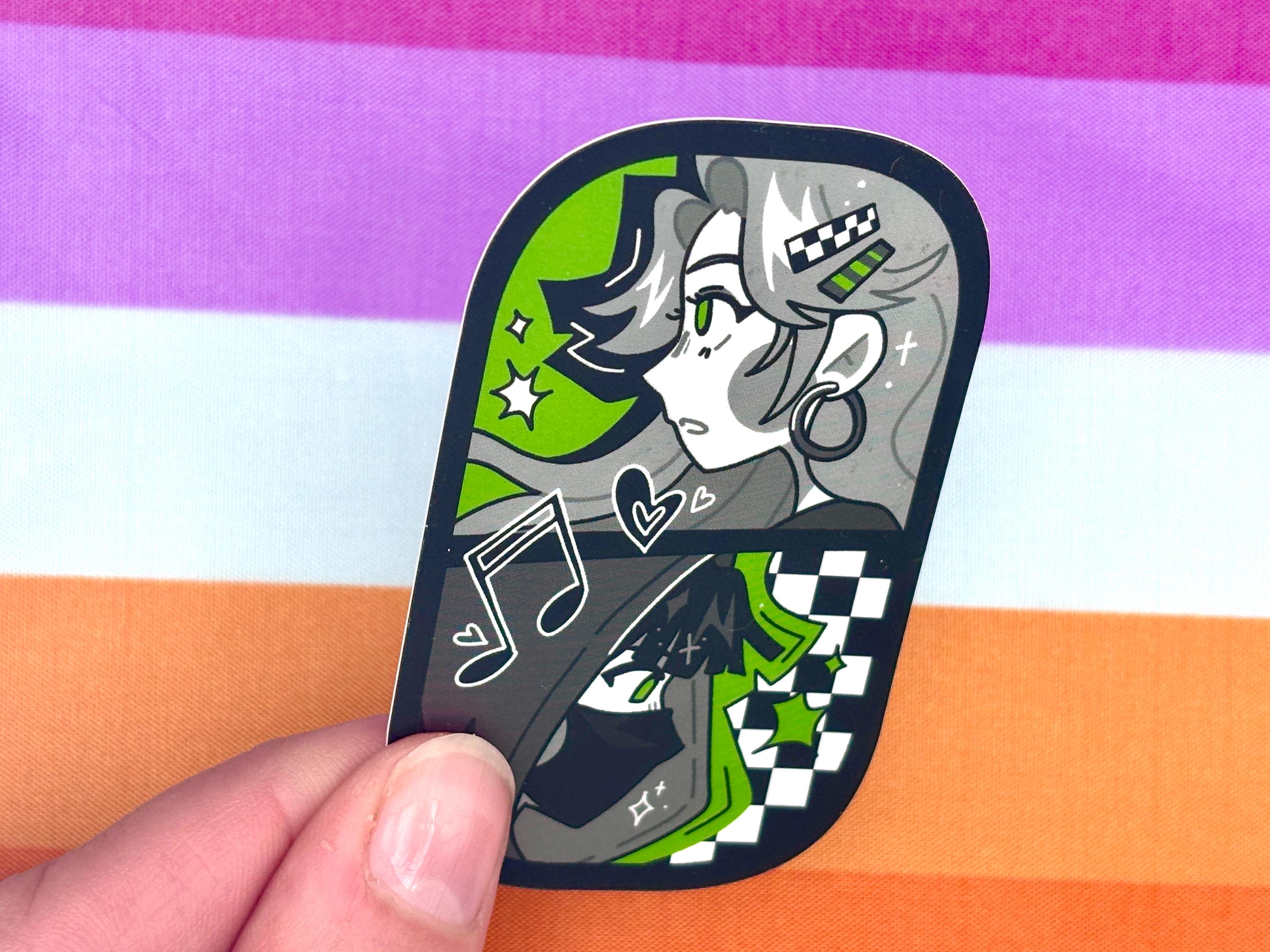 Mitsuki and Aya Sticker (Mitsuaya) | Holographic Waterproof Vinyl Sticker | TGSWIIWAGAA | Green Yuri
