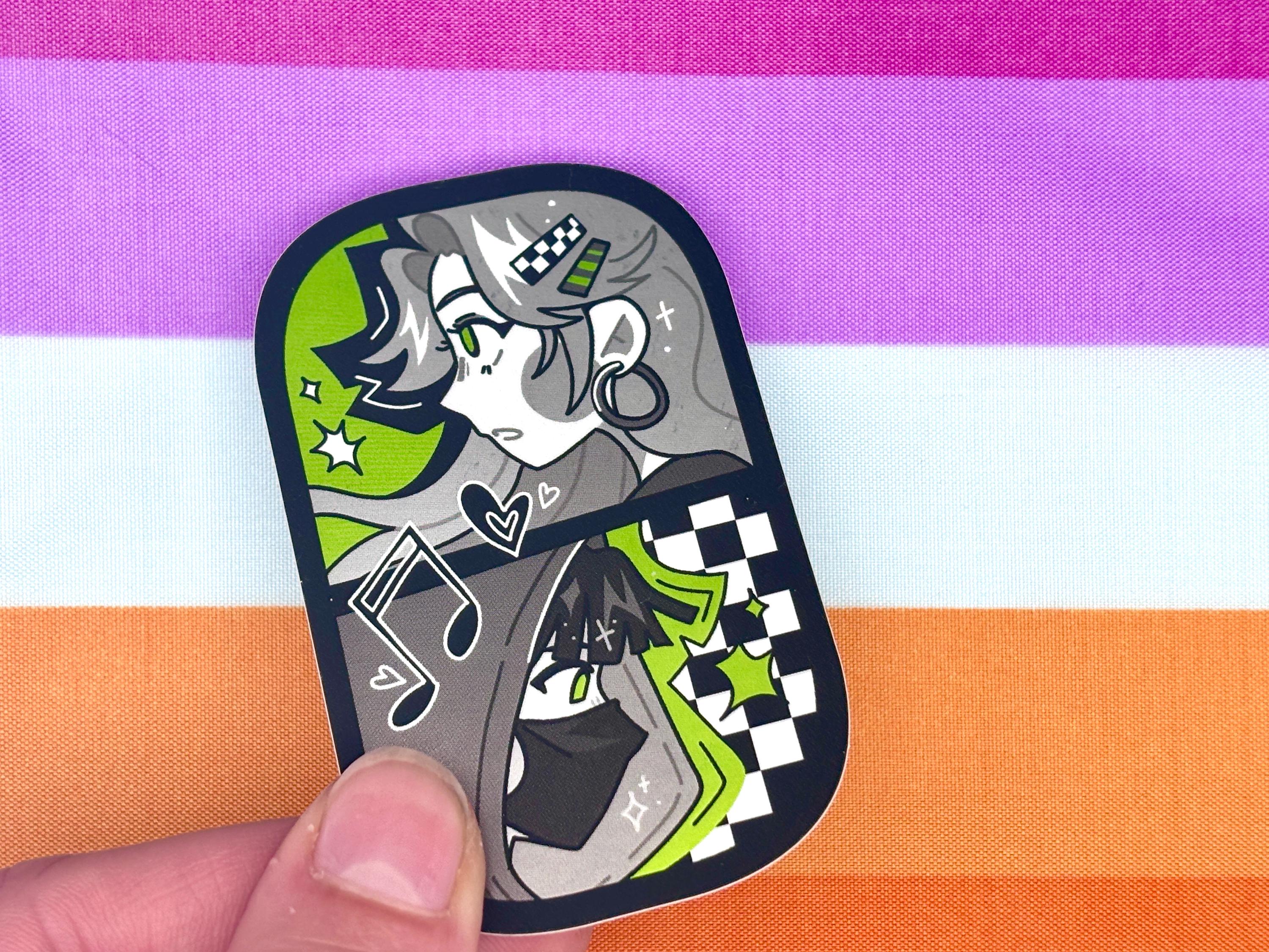 Mitsuki and Aya Sticker (Mitsuaya) | Holographic Waterproof Vinyl Sticker | TGSWIIWAGAA | Green Yuri
