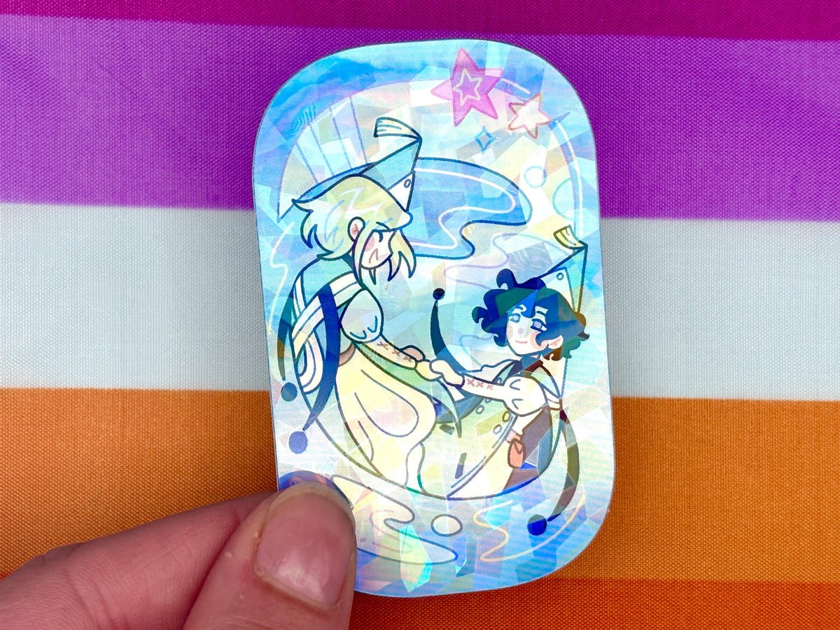 Coco and Agott Sticker (Arkco) | Holographic Waterproof Vinyl Sticker | Witch Hat Atelier | Yuri