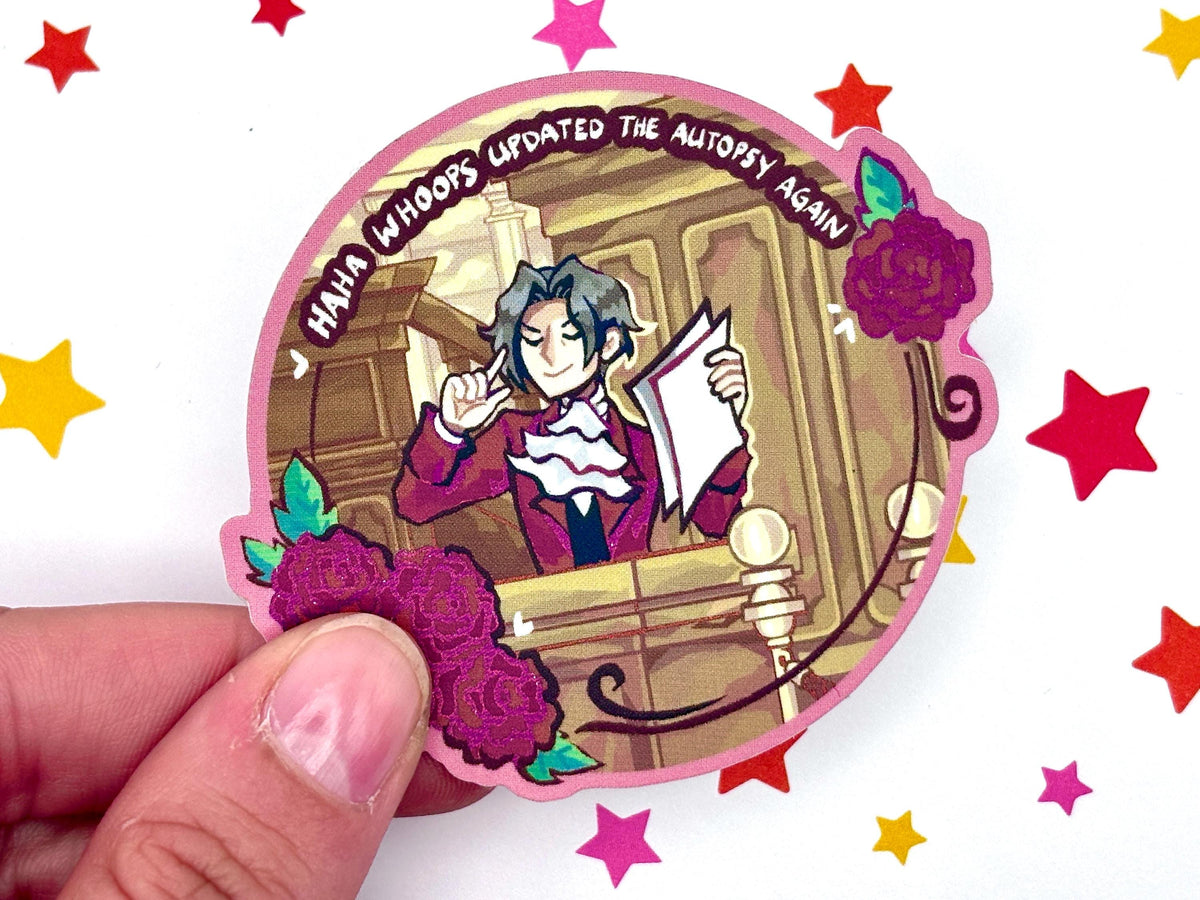 Miles Edgeworth Sticker | Holographic Waterproof Vinyl Sticker | Ace Attorney | Gyakuten Saiban
