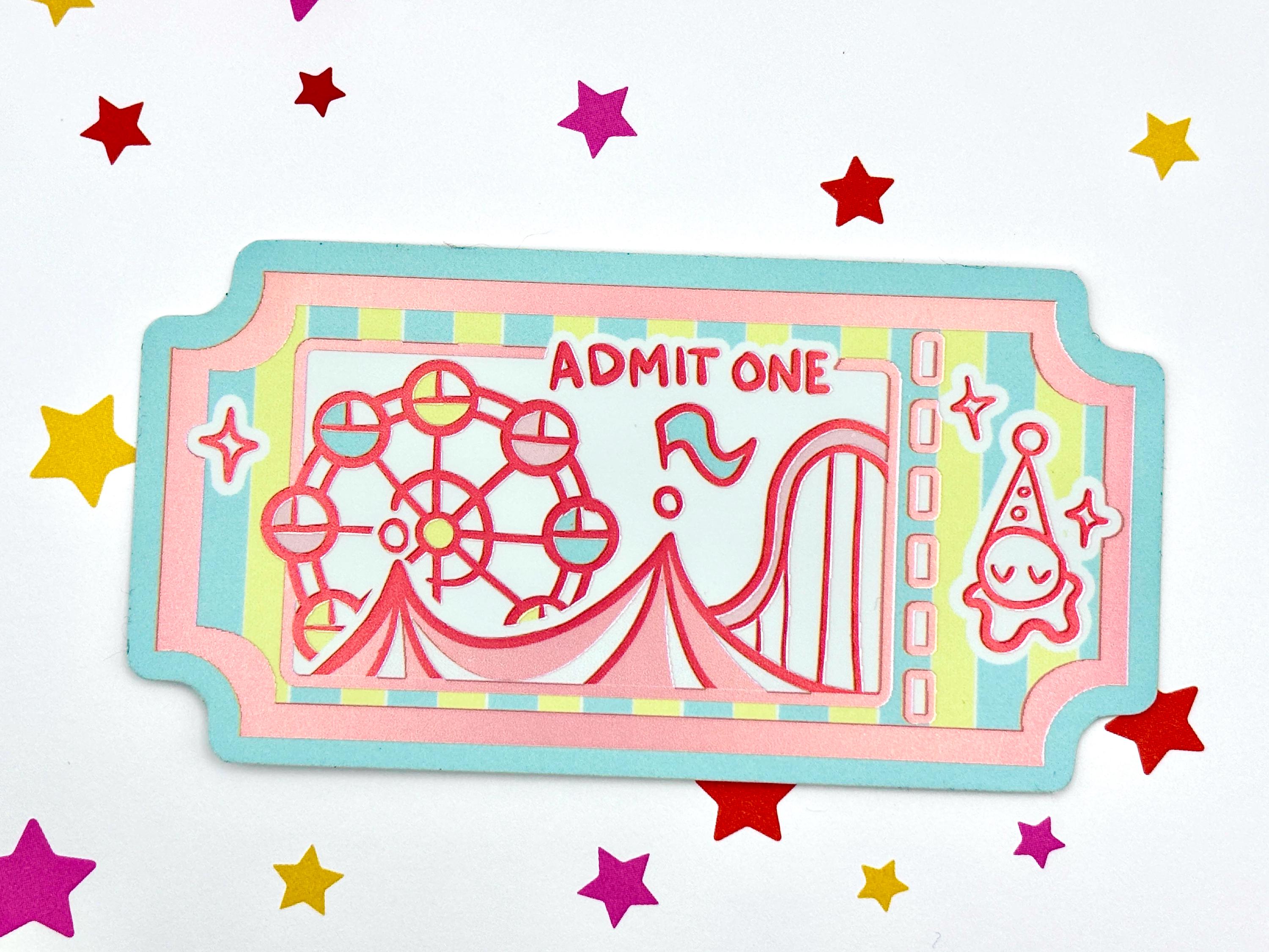 Holographic Admit One Circus Ticket Sticker | Clown Vinyl Sticker | Waterproof Durable