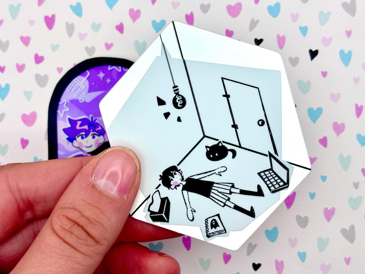 OMORI Holographic Vinyl Sticker | White Space Room Headspace Mirror | Durable Waterproof