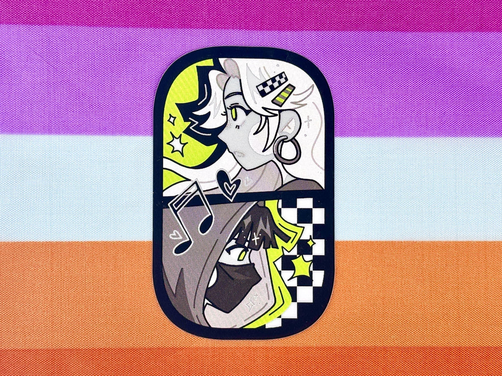 Mitsuki and Aya Sticker (Mitsuaya) | Holographic Waterproof Vinyl Sticker | TGSWIIWAGAA | Green Yuri