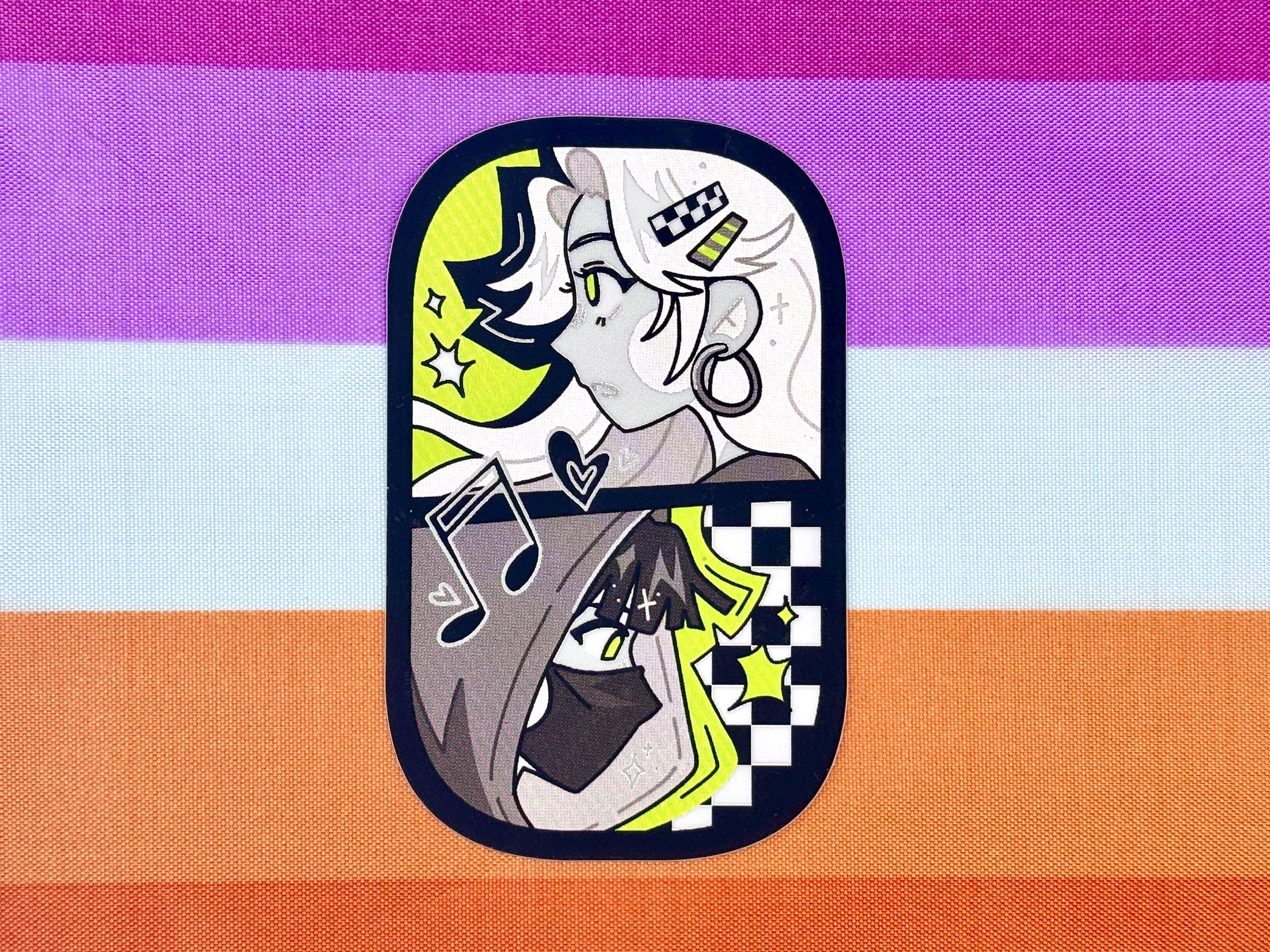 Mitsuki and Aya Sticker (Mitsuaya) | Holographic Waterproof Vinyl Sticker | TGSWIIWAGAA | Green Yuri