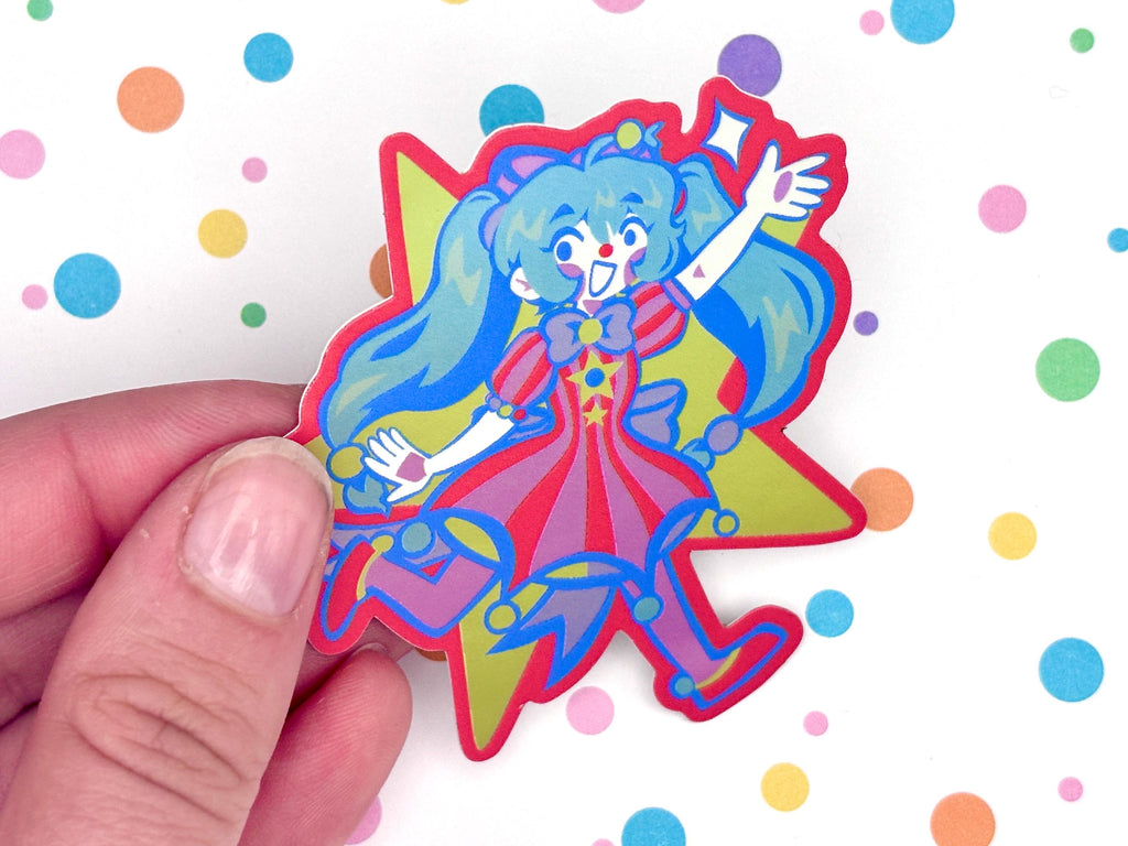 Clown Themed Hatsune Miku Sticker Holographic Vinyl Vocaloid Clowncore